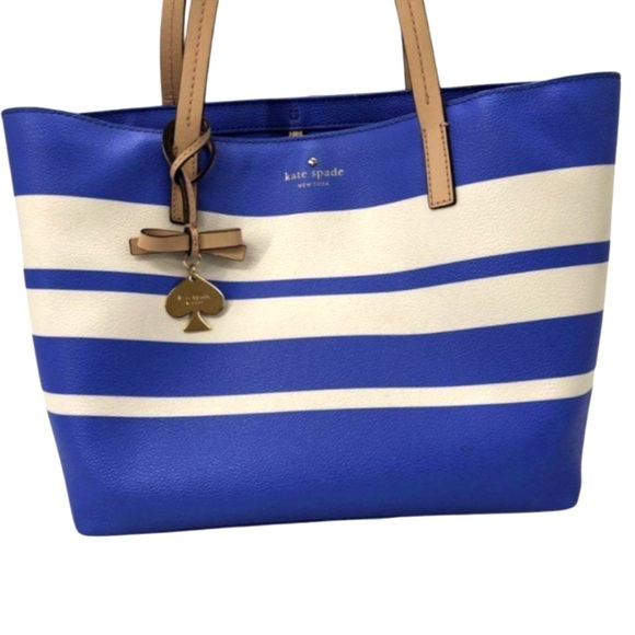 Kate Spade Blue and White Striped Tote Bag * Small Pen Marks - Picture 10 of 16